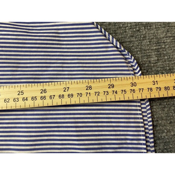 Ralph Lauren Shirt Mens 17.5 Blue White Stripe Pony Logo Button Up Preppy Career - Picture 8 of 10